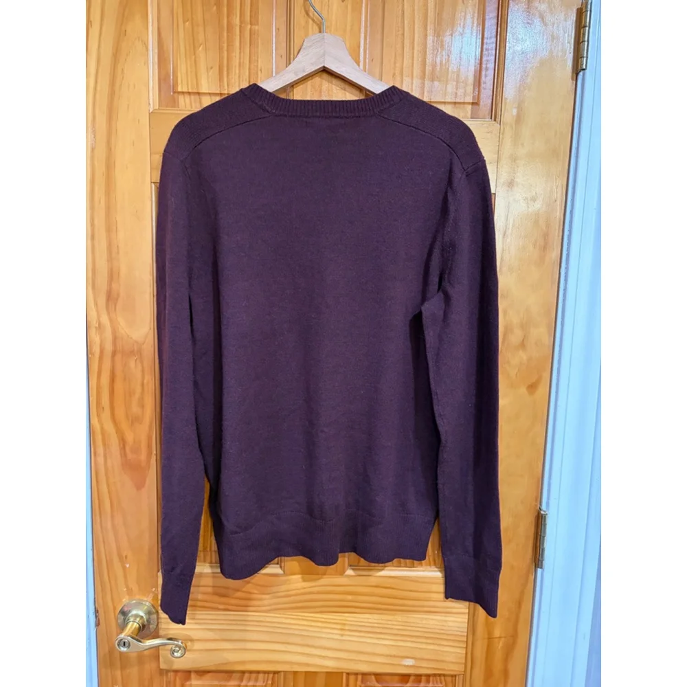 Banana Republic Extra Fine Merino Wool Crewneck Sweater Burgundy Large Men